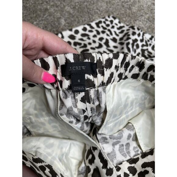 J. Crew Womens Linen Blend Leopard Print Pants Size 6 Lightweight - Picture 5 of 9